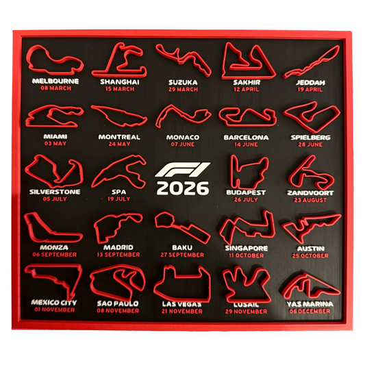QUADRO CALENDÁRIO CIRCUITO F1 - 2026
