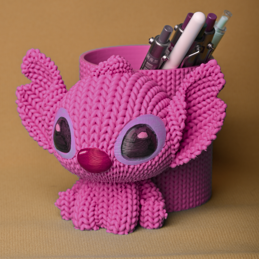 PORTA CANETA STITCH E ANGEL TEXTURIZADO